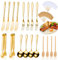 18 Pieces Cheese Butter Spreader Knives Set Charcuterie Accessories Stainless Steel Spreader Knives Charcuterie Boards Utensils Mini Serving Tongs Spoons and Forks for Pastry Making (Golden)