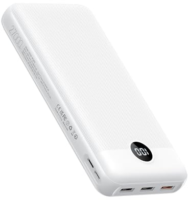 VEGER Power Bank,27000mAh Bateria Externa con Pantalla LED Bateria Portatil USB C Carga rapida PD 20W QC 3.0 con 2 Entradas y 4 Salidas Compatible con iPhone, Samsung, Huawei, Tableta y más. (Blanco)