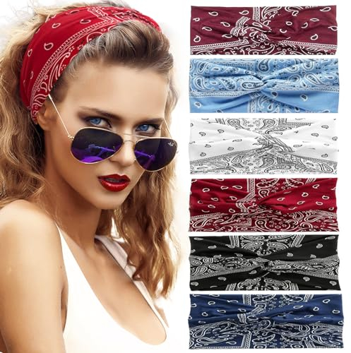 6 Stück Haarbänder Damen Breite Elastische,Sport Haarbänder Elastisch,Stirnband Damen Elastisch,Yoga Sport Haarband Mehrfarbig Dünn Stirnbänder für Mädchen und Frauen