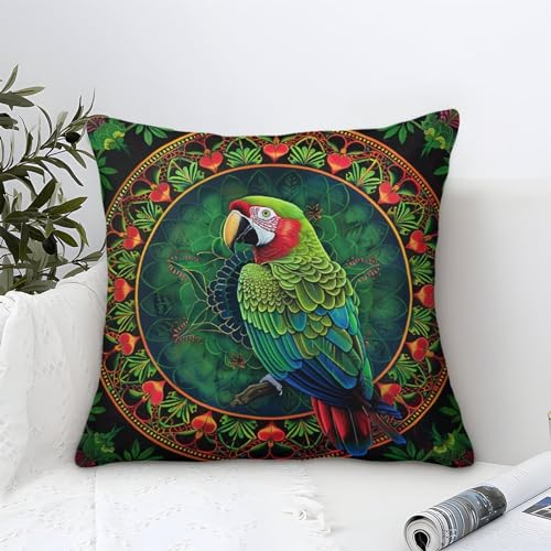 BLISSCOZY Papagei 3D Kissenbezüge Animal Dekokissen Sofakissen Geschenke Für Familien Und Urlaub 40x40cm