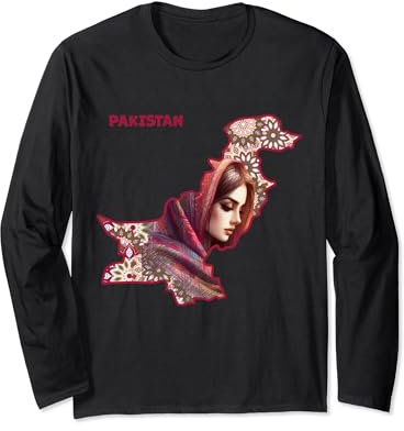 Pakistanische Karte, schöne pakistanische Frau im pakistanischen Schal Langarmshirt