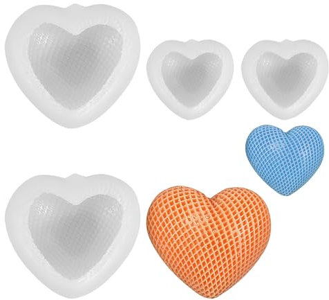 HENGBIRD 4 Stück Silikonformen Gießformen Herz,3D Kerzenform Herz,DIY Silikon Gießform Herz,Kerzenform Silikon,Seifenform, Kerzenformen zum Gießen Herz für DIY Seife,Schokolade,Kuchen Dekoration