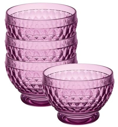 Villeroy & Boch Boston Berry Dessertschalen 4er Set, 430 ml, Schale aus Kristallglas für Obst und Snacks, Spülmaschinengeeignet, Rosa