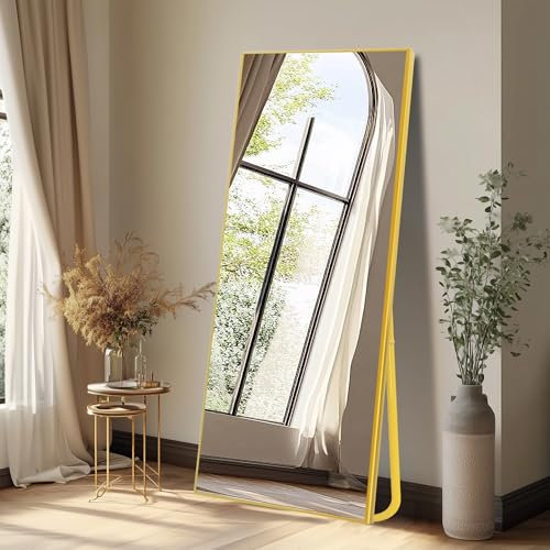 Aplancee Ganzkörperspiegel, 170x75cm, Standspiegel mit goldenem Metallrahmen zum Anlehnen oder Aufhängen an die Wand,großer Fußboden Spiegel für Wohnzimmer,Schlafzimmer und Ankleidezimmer