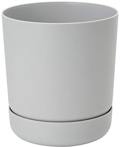 Home Garden Ornaments Plant Pots Indoor – Classy Indoor Plant Pot with Drainage Holes, Saucer and Reservoir, Self Watering Flower Pots (Diameter: 15cm, Colour: Grey)