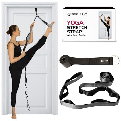 10-Loop Yoga Gurt mit Türanker - Stretchgurt für Flexibilität, tiefe Dehnung und verbesserte Balance - Perfektes Yoga-Zubehör für alle Fitnessstufen