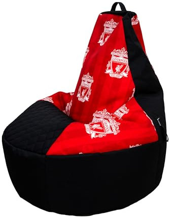 Liverpool FC Large Bean Bag, Highback Gaming Bean Chair with Filling Included, Comfortable Football Lounging Chair for All Ages and Indoor and Outdoor Use