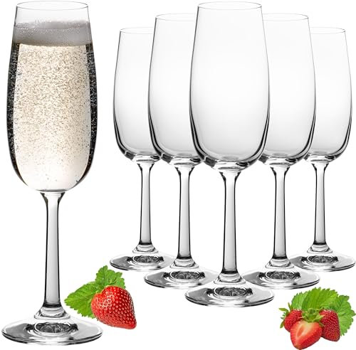 PLATINUX Sektgläser 150ml (max. 180ml) Sektkelche aus Crystalline Glas Proseccogläser Set 6-Teilig Spülmaschinenfest