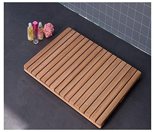 Tapis de douche en bambou pour baignoire et douche, tapis de bain antidérapant en bois, grande taille, 78,7 x 91,4 cm, personnalisable et de luxe