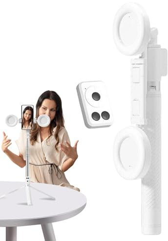 Trépied pour téléphone | Trépied à distance sans fil | Perche à selfie de camping | Support de téléphone avec lumière | Support à selfie portable | Perche à selfie extensible pour les réunions en