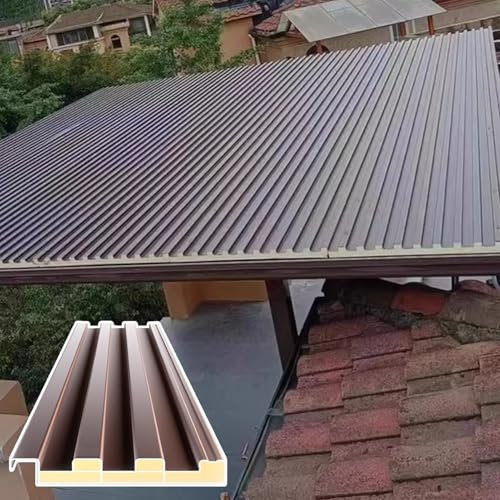 Roof Sheets 6 8 Packs Metal Corrugated Roofing Sheets Cladding, 1m/1.2m/1.5m Ceiling Roof Cover Panels for Decorative, Pergolas/Decks/Patios Ridge Cap(6pcs,150cm(5ft))
