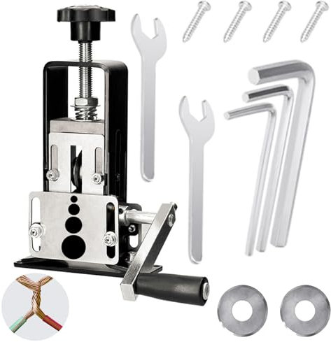 Máquina peladora de cables, manual o eléctrica, peladora de alambre de cobre con 2 cuchillas, 9 accesorios, para cables de 1 a 25 mm, se puede utilizar para reciclar chatarra de cobre