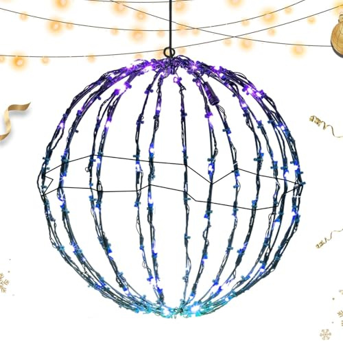 LED Leuchtkugel, Leuchtkugel Weihnachten, Hängende LED Dekokugel, Faltbar Weihnachtsbeleuchtung LED Ball, Lichterkette Kugeln Beleuchtete Weihnachtskugeln LED Kugeln Weihnachtsdeko Aussen Für Garten