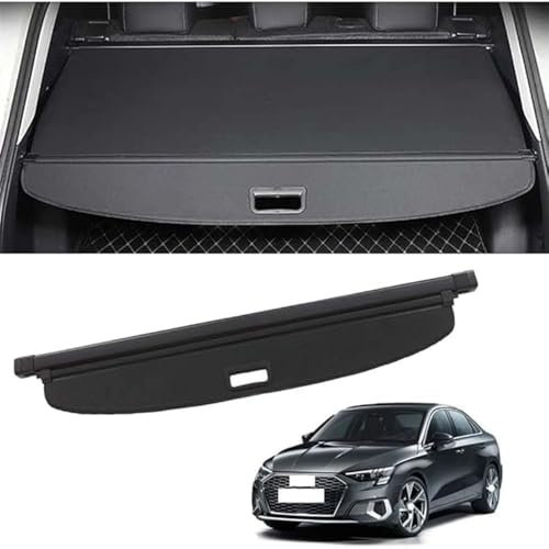 ZKNing Auto Kofferraumvorhang für Audi A3 Sedan (8Y) Sedan 2021, Einziehbarer Frachtabdeckungen für Automobile Laderaumabdeckung Kofferraum hinterer Gepäckvorhang Trennwand