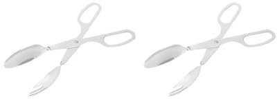 Juego de 2 pinzas de ensalada de acero inoxidable para servir cuchara, tenedor