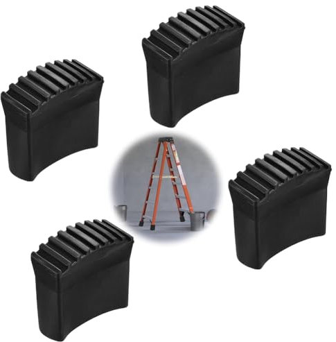 Lot de 4 pieds d'échelle - Pieds en caoutchouc pour échelles, échelle en aluminium, échelle en bois, pieds de rechange pour échelles 23 x 66 mm, stables et antidérapants, pour les travailleurs à
