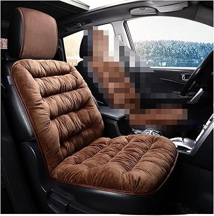 REIJAX 2 Stück Warmer Vordersitzbezug für VW Beetle 2008-2018, Warme Plüsch Auto Sitzbezug, Winter Sitzkissenbezug, Auto Sitzauflagen, Autositzbezug Vordersitzbezug,A-Brown
