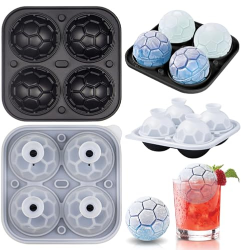 Silikon Eiswürfelform Fußball, Eiswürfelschale für Eiswürfel DIY Zubehör, Eiswürfelbehälter Ice Cube Tray Silikon Eiswürfelform Backform für Eis, Whiskey, Cocktail, Saft, Kaffe