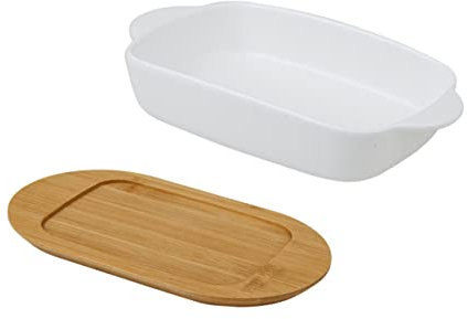 LIFKOME Bandeja Para Hornear Pan Plato De Frutas Cerámica Diseño De Doble Asa Para Microondas y Horno