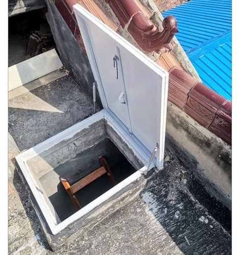 Dach Dachfenster Hochbelastbare Dachbodenluke Abdeckung, Anpassbare Dachluke für Keller/Lager/Lagerraum, Haushalt Fenster Brunnen Abdeckungen für regensicher / Anti-Diebstahl(30x46in(76x116.8cm))