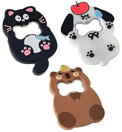 Pasdrucn Imanes de animales 3D para el refrigerador, abrebotellas, 3 unidades, imanes para pizarra magnética, imanes de nevera coloridos para armario, imanes para nevera set abridor de cerveza (1)