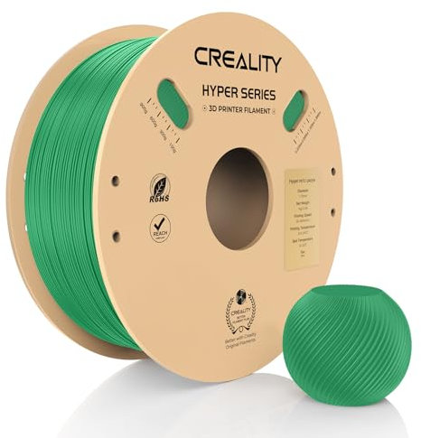 Creality PETG Filament,Hyper PETG 1.75 mm 3D Druckerfilament mit 30–600 mm/s, Maßgenauigkeit +/- 0,02 Pappspule (2,2 lbs), Passend für Die Meisten FDM 3D Drucker Grün 1KG