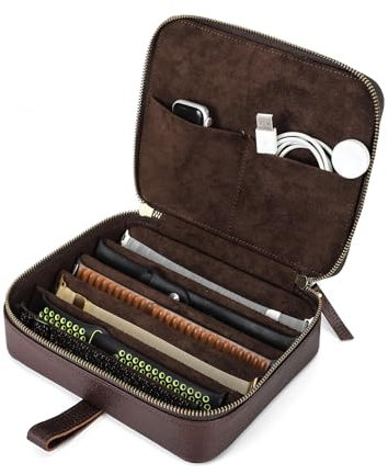CONTACT'S FAMILY Étui de rangement en cuir pour 6 bracelets de montre, boîte de rangement de voyage pour bracelets de montre et bracelets Apple Watch