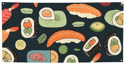 Sushi-Essen-Muster-Banner, Party-Dekoration, Hintergrund, Flagge, Geburtstagsparty, Fotografie, Hintergrund, Dekoration, Banner und Schilder, Wanddekoration, Banner, Partyzubehör, Gastgeschenke, 180 x