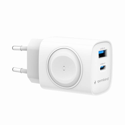 Gembird 2-in-1 Ladegerät - 20W Schnellladegerät für Smartphone und Apple Watch, kompakt und kompatibel mit iPhone, iPad, Weiß