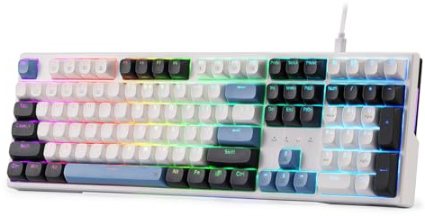 Redragon K668 Teclado mecánico para Juegos RGB con Junta de Cable, 108 Teclas, 4 Teclas de Acceso rápido, Enchufe Intercambiable en Caliente Mejorado, Espuma Absorbente de Sonido, US Layout