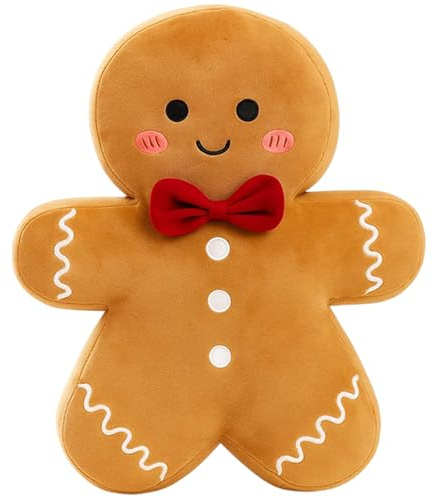 PDirat Lebkuchenmann Kissen, 17cm Weihnachtskissen Kuscheliges Plüschkissen, Süße Weihnachtsdeko für Sofa und Bett, Geschenk für Kinder und Familie, Süße Weihnachtsdeko Couch