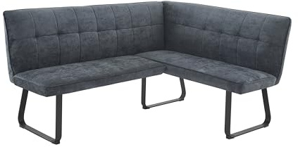 byLIVING Eckbank TALEA, Webstoffbezug in dunkelgrau, Gestell schwarz | Eckbank in L-Form, langer Schenkel links, Nosagfederung, Sitzbank, Essbank, 168 x 128, H 93,5 cm