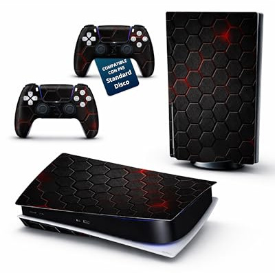 UtmostXP Vinilo Adhesivo Protector para PS5 (Negro Standard Disk) | Vinilo para PS5 Standard o Slim, Adhesivo de protección contra arañazos compatible con Play 5