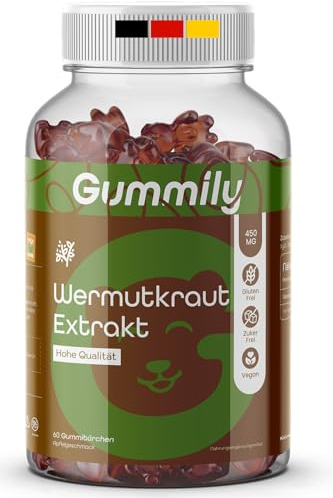 Gummily® Wermutkraut Extrakt Gummibärchen – Hochdosiert (450mg) – Zuckerfrei & Vegan – Apfelgeschmack – Bitterstoffe ohne bitteren Tee – Alternative zu Wermut Kapseln, Tropfen & Beifuß