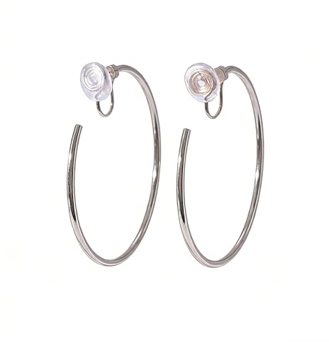 Große Creolen Ohrclips Ohne Piercing Edelstahl C Förmiges Damen Und Mädchen | Bequeme Creolen Ohrclips Kein Piercing Benötigt Wasserfester Edelstahl C Förmiges Design Für Alltag Party Besondere Anlässe