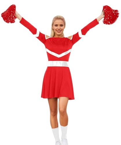 Pompons Cheerleader Kostüm Damen Cheerleader Blau Rot Männer Grün Oberteil Football Frauen Schwarz Glitzer Pom Poms Cheerleading Karnevalskostüm Atmungsaktives Footballspieler Pon Set Xxxl 146 The