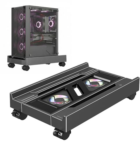 SPORWAY Supporto per CPU per PC: supporto universale per computer, supporto per CPU regolabile con 4 ruote, sotto scrivania, supporto per computer Tower Holder Cart per case computer telaio principale