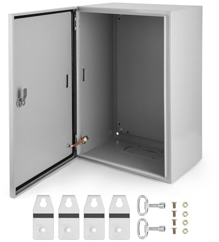 Aptliton Electric Enclosure Box IP66 Waterproof, Metal Junction Box, Wall Mounted Steel Electrical Cabinet with Lock & Mounting Plate for Outdoor