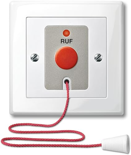 Merten MEG4850-0319 Ruftastereinsatz mit Zugschnur und Zentralplatte, polarweiß glänzend, System M