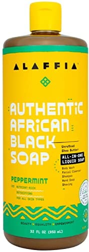 Alaffia - Authentische afrikanische schwarze Seife mit Messe-Handel Schibaum-Butterpfefferminz - 32 Unze.