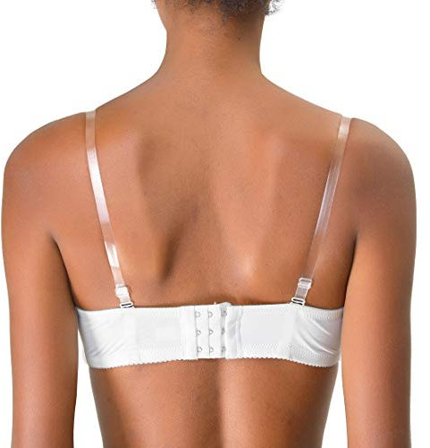 sourcing map 1Pair Non-Slip Clear Bra Straps Replacement Invisible Transparent Bra Shoulder Straps Clear-White Buckle Width: 1.0cm/ 3/8
