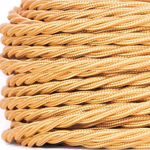 Merlotti Cavi Cavo Elettrico Treccia in Tessuto 5 Mt 2x0,75 Colorato Oro