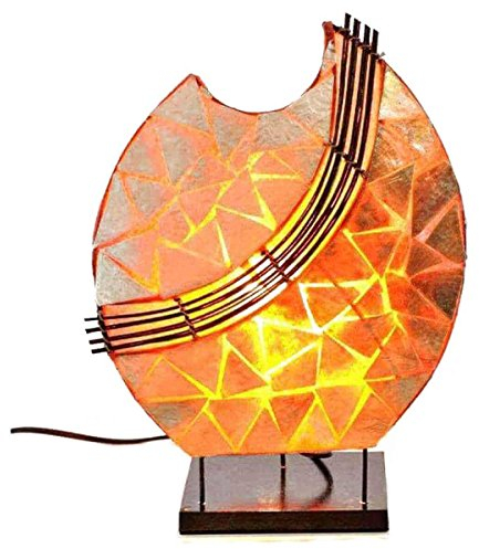 Simandra Deko-Leuchte Stimmungsleuchte Stehleuchte Tischleuchte Tischlampe Bali Asia PERLMUTT 36 cm Color Orange