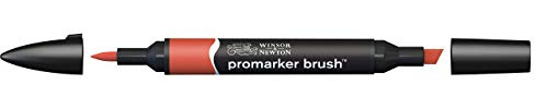 Winsor & Newton 0204092 BrushMarker (Für Zeichnungen, Kalligraphie, Design und Layouts, streifenfreies Zeichnen mit Keil und Pinselspitze) gebrannte orange