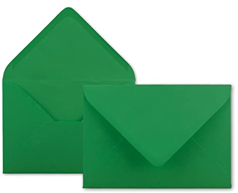 100x Brief-Umschläge in Dunkel-Grün - 80 g/m² - Kuverts in DIN B6 Format 12,5 x 17,6 cm - Nassklebung ohne Fenster