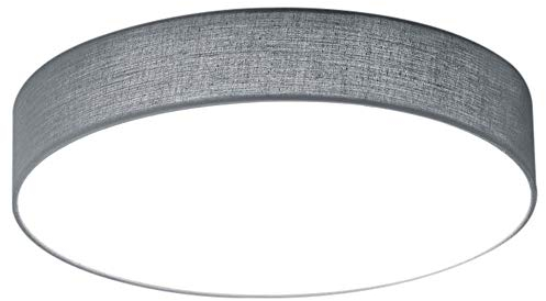 Trio Leuchten 621911211 Lugano A+, LED Deckenleuchte, nickel, 11 watts, Integriert, Stoffschirm Grau, 30 x 30 x 9 cm