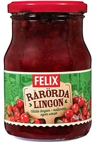 Felix | Rarorda Lingon | Confettura svedese di mirtilli rossi | Tyttebær - Puolukka | Un must con polpette svedesi | 1 barattolo da 410 g