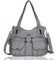 Angelkiss 5739/1 - Bolso de mano con diseño de bandolera, grande, 8 bolsillos pequeños, para niñas y mujeres, gris 2 (Gris) - 5739/1