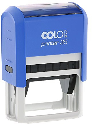 stempel-fabrik – Colop Printer 35 Stempel mit Wunschtext personalisieren – selbstfärbender Stempel als Namensstempel, Adressstempel & Firmenstempel zu verwenden (50x30 mm | 6 Zeilen | Blau)
