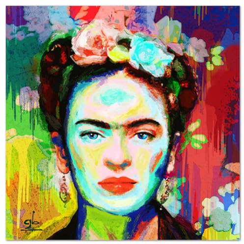 Giallobus - Impression sur toile - Frida - Verre acrylique - 100x100 - Prêt à accrocher - Peintures pour la maison